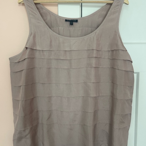 Eileen Fisher Tops - Eileen Fisher Ruffle Tiered Tank Top Blouse Blush Pink 100% Silk Size XL